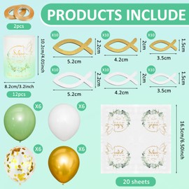 LIVESTN Christening Decoration Set, Boy Girl Decoration, Christening Decoration, Communion Decoration, Christening Balloons, Napkins, Lantern, Table Decoration, Christening Decoration and More, for