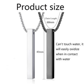 Suweiyuanshiyi 2PCS Stick Bar Pendant Necklace， Men and Women Couples Necklaces ，cool Unisex Twisted Cube Bar Pendant Vertical Cuboid Stick Pendant Chain Necklace Set