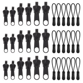 Pack of 36 Zip Zippers, Zip Repair Kit, Zip Puller for Zip, Zip Slider Replacement Suitable for Repairing Damaged Clothes (Black)