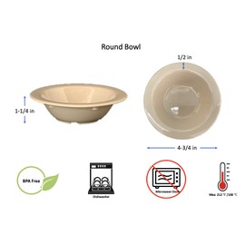 Z-Moments Western Melamine Fruit Bowl Monkey Bowl 4 oz. 4-3/4" dia. White or Tan NSF (96, Tan)