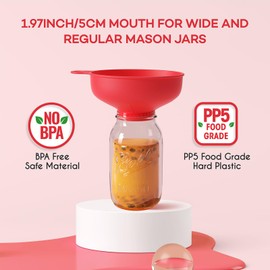 Wide Mouth Kitchen Funnel, Pisol Food Grade Plastic Cooking Preservation Funnel with 4 Sizes Spouts for Filling Wide and Regular Mason Jars, Spices, Shampoo