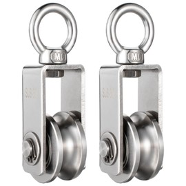 Pulley with 2 Ball Bearings, Fitness 304 Stainless Steel Pulley for Ropes, Steel Cable, Load Capacity 250 kg