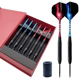 Steel Tip Darts,6 Pack 20 Grams Dart Sets with Aluminum Shafts and 2 Style Flights + Cases, Professional Metal Dart Tips Set