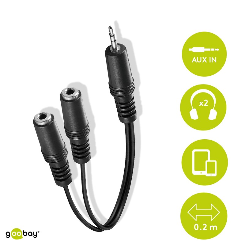 Goobay 50465 3.5 mm Audio Y Cable Adapter, 1x Male