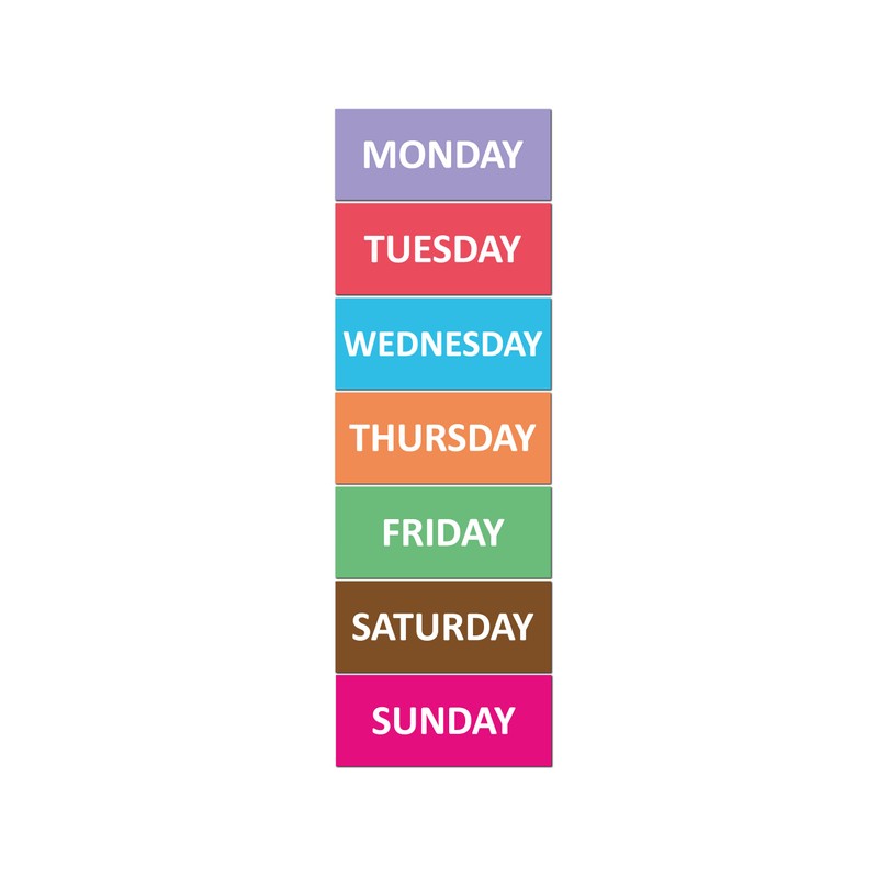 SMILEYBOARD - Weekday Magnets - Pack of 7 - 10cm