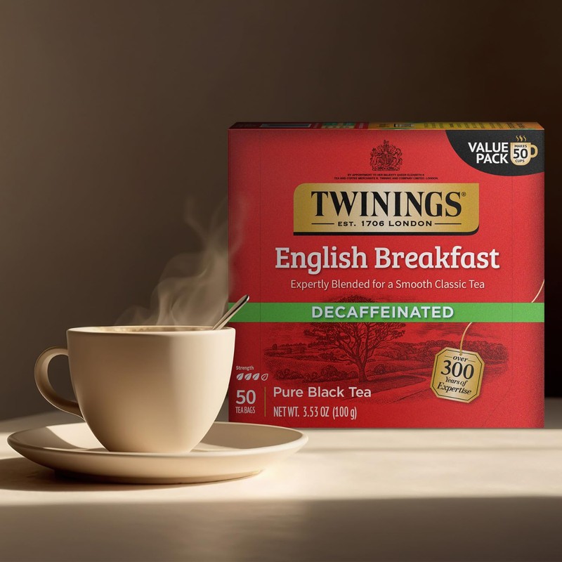 Twinings English Breakfast Tea, Decaffeinated Black Tea - Lively and