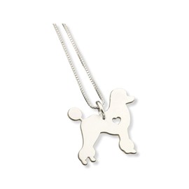 Poodle necklace sterling silver dog breeds pendant w/Heart - Love Pet Jewelry Italian chain Women Best Cute Gift, Memorial Gift