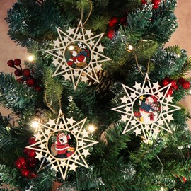 com-four® 3 x Wooden Pendants for the Christmas Tree – Wooden Christmas Tree Decorations – Wooden Decoration Christmas Decoration with Three Motifs