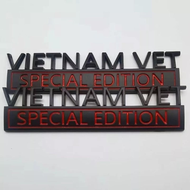 Pair Set Metal Vietnam Vet Special Edition Emblems 3D Badges