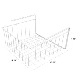 Southern Homewares White Wire Under Shelf Storage Basket Set – 2-Piece Under Cabinet Hanging Storage, Aluminium Wire Rack Baskets for Kitchen, Pantry Organization