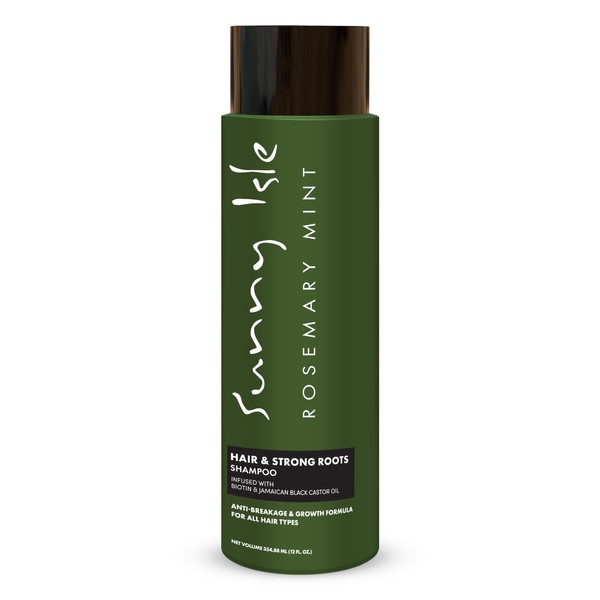 Sunny Isle Rosemary Mint Hair & Strong Roots Shampoo 12oz, Anti-Breakage Formula, Infused with Biotin and Jamaican Black Castor Oil, All Hair Types