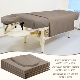 Mixweer 9Pcs 3Set Massage Table Sheets Set Include Massage Bed Sheets Massage Bed Cover Massage Face Rest Cover Spa Bed Cover Washable Massage Fitted Sheet for Beauty Salon Spa Hair Salon (Walnut)