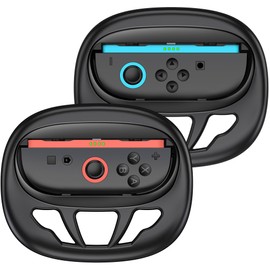 HASACOOL Switch Lenkrad, 2x Lenkrad Ergonomisches für Switch 2 Zubehör Joypad, Geeignet für Renntruck-Spiele(Schwarz)