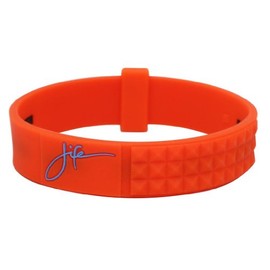 Phiten Life Titanium Bracelet - Waterproof Sports Silicone Bracelet Wristband for Alternative Healing - Power Elastomer Zone with Micro Titanium Spheres - Orange, 6.75 Inch