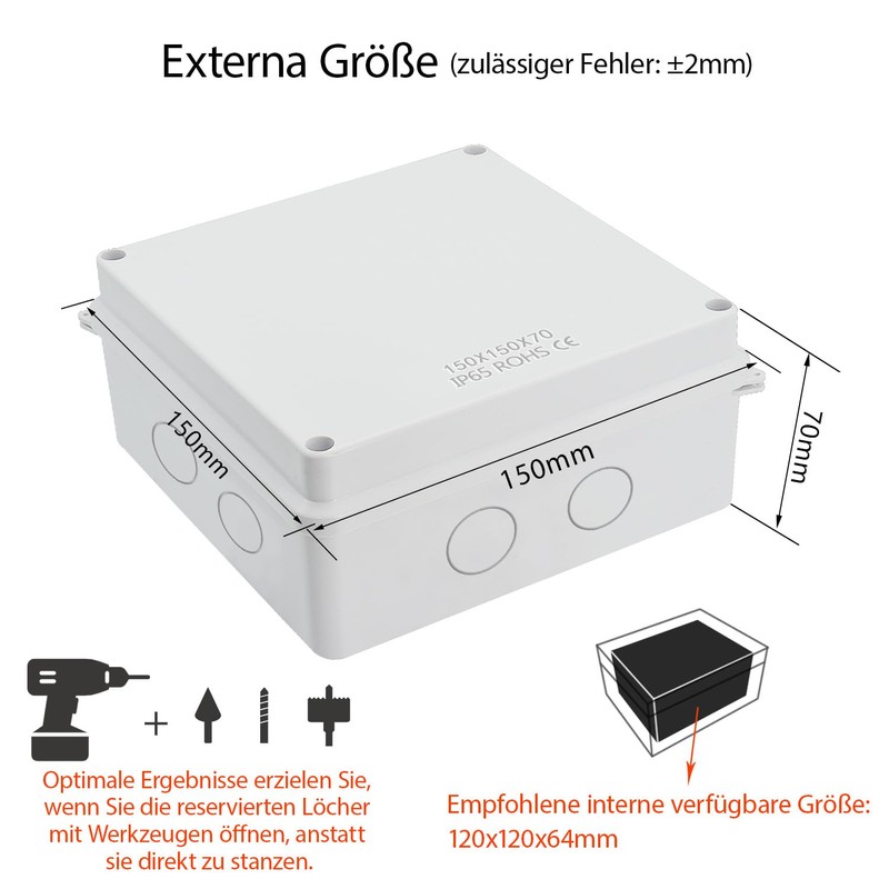 LeMotech Junction Box with Reserved Holes ABS Plastic Electrical Box