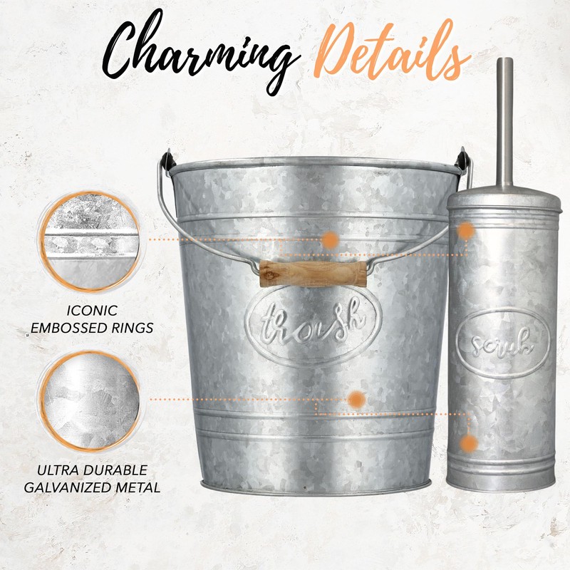 Autumn Alley Rustic Farmhouse Bathroom Trash Can and Toilet Brush