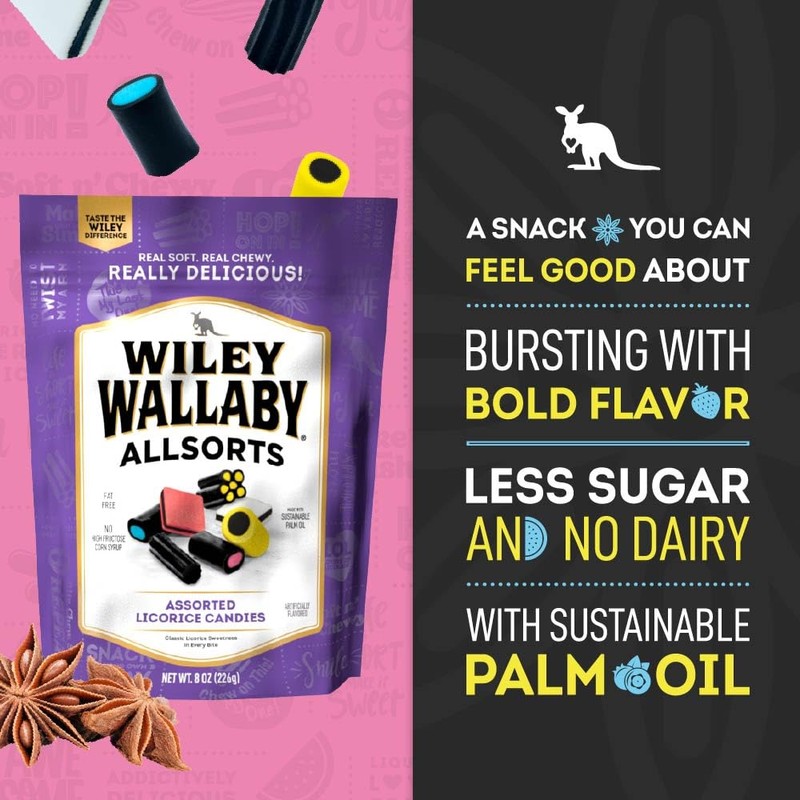 Wiley Wallaby 8 Ounce Allsorts Gourmet Australian Style Soft &