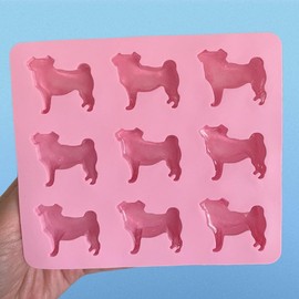 Pug Life Shop Pug Shaped Silicone Ice Cube Molds and Tray, Pug Lover Gift, Small, Pink