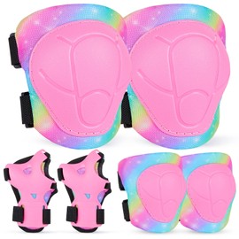 MHJY Knee Pads for Kids Elbow Pads Set 6pcs Protection Gear Kit Adjustable Girls Wrist Guard for Skateboard Bike Cycling Scooter Riding Roller Skating Sports Todder Boys 3-8 Years