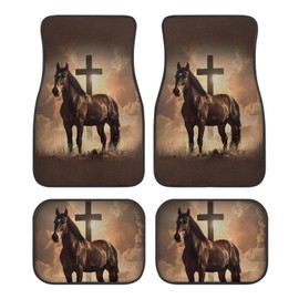 Wetoricau Horse Cross Pattern Car Floor Mats Waterproof Auto Carpet All Weather Protective Vehicle Floor Mats Car Interior Accessories Decorative Universal Fit for Sedan Suvs Truck Vans