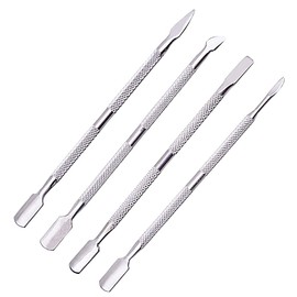 ccHuDE 4 Pcs Dual Ended Stainless Steel Cuticle Pusher and Spoon Nail Cleaner Cuticle Remover Manicure Pedicure Nail Tools