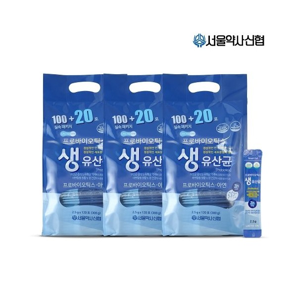 [Seoul Pharmacist Credit Union] Probiotics Live Lactobacillus 2.5g 120 sachets (refill pack) 3 sets, no options / [서울약사신협]프로바이오틱스 생유산균 2.5g 120포(리필팩) 3세트, 옵션없음