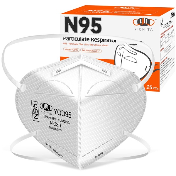 YQ YICHITA N95 Mask NIOSH Approved 25-Pack, Particulate Respirator N95
