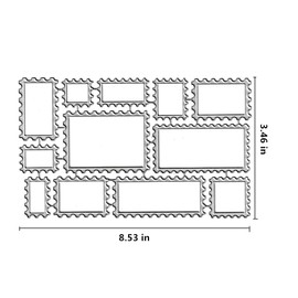 12pcs Postage Stamp Banner Cutting Dies, Photo Lace Frame Tag Die Cuts Metal Embossing Stencils Template Mould for Card Scrapbooking and DIY Craft Album Paper Card Decor