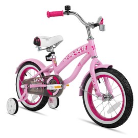 JOYSTAR 14 Inch Girls Bike with Training Wheels for Ages 3-5 Years Old Girls Toddler Bike Beach Cruiser Children Bicycle Light Pink