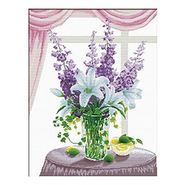 Ladybird Lily Bouquet Cross Stitch Kit 48 x 63 cm Complete Square Embroidery Kit Craft Hobby for Adults and Children Aged 8 and Up