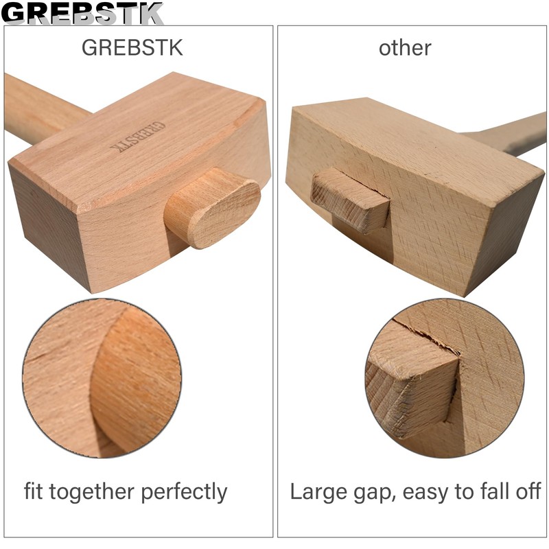 GREBSTK Wooden Mallet Manual Ice Hammer Mallet Beech Solid Carpenter