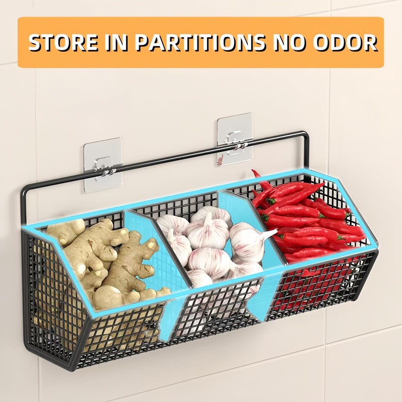 XGVIEGZ Hanging Wire Fruit Basket with Adhesive Hooks, Hanging Fruit