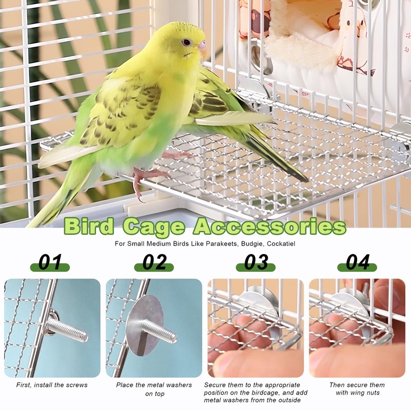 FUATY Stainless Steel Bird Perch for Cage, Open-Grid Easy Clean