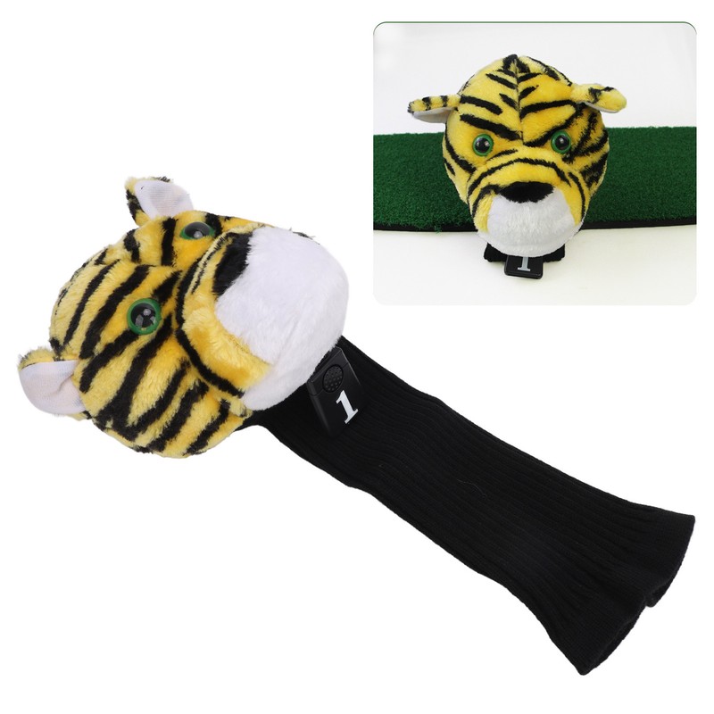 Golf Club Head Cover Plush Nylon Cute Tiger Head Protective
