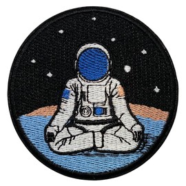EMBRO BOF Astronaut Meditation Patch – 2.85 inches, Cool Colorful Space Chakra Patch – Embroidered Sew On/Iron On Yoga Patches
