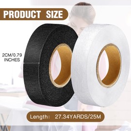 Outus Iron on Hem Tape Fabric Fusing Hemming Tape for Pants Each 27 Yards, 2 Pack(3/4 Inch,Black, White)