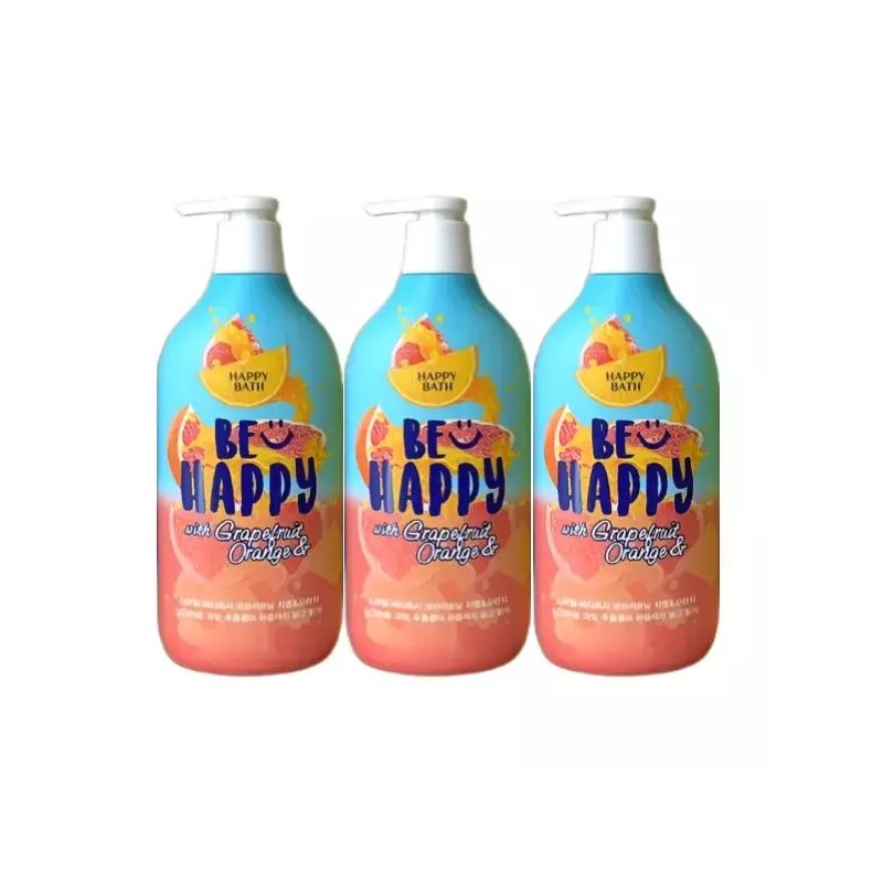 Happy Bath 해피바스 스마일 바디워시 브라이트닝 자몽오렌지 900g 3개 Happybath