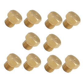 MENSI 10 Packs 𝟏/𝟒"-𝟑𝟐𝐮𝐧𝐞𝐟 𝐌𝐚𝐥𝐞 𝐓𝐡𝐫𝐞𝐚𝐝 Brass Nozzle with 0.8m (0.031") Jet Hole For Propane Natural Gas Stove Grill Natural for around 3100BTU, LP for around 7600BTU