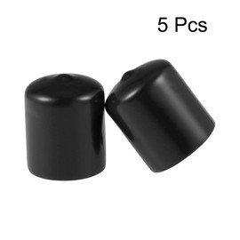 sourcing map Pack of 5 Rubber End Caps 30 mm Inner Diameter Rubber Caps Round Protective Caps Rubber Cover Plugs Furniture Gliders Bolts Thread Protection for Screws Pipe Chair Legs, Black