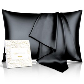 100% Pure Mulberry Silk Pillowcase for Hair & Skin - 22 Momme 6A High-Grade Fibers - Anti-Aging, Anti-Sleep Crease, Cooling Satin Pillowcases with Hidden Zipper, Best Gift Idea (Queen 20x30 Inches)