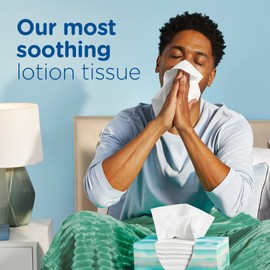 Puffs Plus Lotion Facial Tissues, 4 Family Boxes, 124 tissues per Box, Allergies and Colds