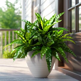 4 Pcs Artificial Greenery Stems Fake Bird Nest Fern Faux Branches Artificial Plants Realistic Fake Dracaena Realistic Plants for Indoor Outdoor Porch Patio Home Office Living Room Decor (Dark Green)