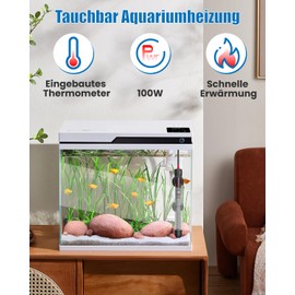 GlowUp Submersible Aquarium Heater 100 W, Temperature Adjustable Aquarium Heater with Suction Cups, Outdoor Temperature Controller for Fish Tanks, Used for Aquarium 50L-120L