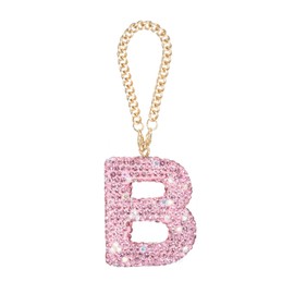 MECCANIXITY Bling Car Letter Charm, Initial B Letter Interior Car Rear View Mirror Decoration Hanging Crystal Ornaments for Women Bags Water Cup DIY Craft, Pink