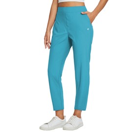 baleaf Womens Travel Pants Lightweight Petite Joggers with Zipper Pockets Golf Pants Stretch Ankle Work Business Casual Glacier Blue M