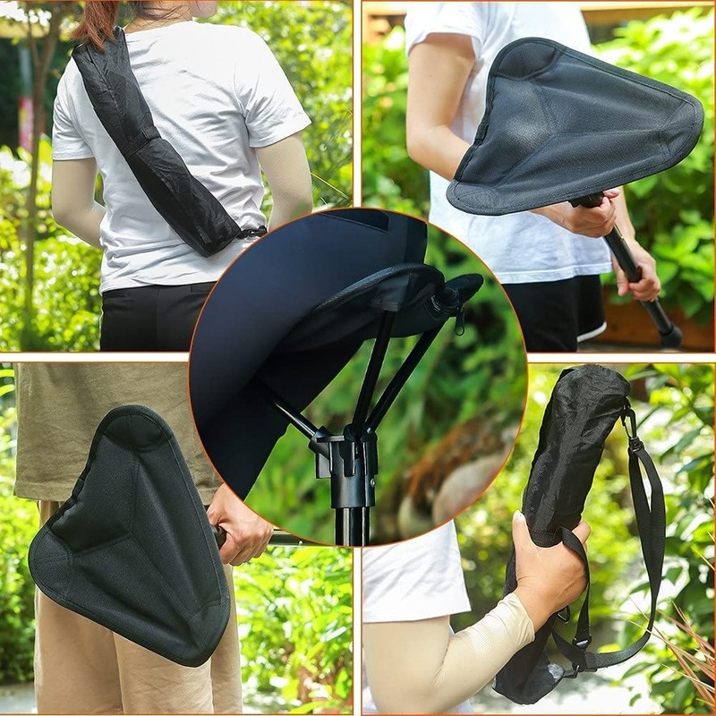 WANLIAN Portable Folding Stool, Retractable Hiking Chair, one Leg Adjustable