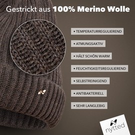 NYTTED® Merino Hat - Made in Germany - 100% Finest Merino Wool - Wool Hat for Autumn and Winter - Unisex - Beanie for Men and Women - Warm Winter Hat - Merino Beanie, taupe