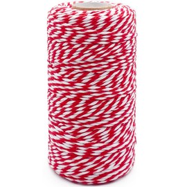Cotton Twine Red and White Baker String 2mm Thick 328 Feet Christmas Twine for Gift Wrapping DIY Crafts Home Decoration Gardening