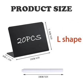 20Pcs Mini Chalkboard Signs, 4x3 Small Blackboards Signs Plastic Chalkboard Sign for Food Pricetags Weddings Party Bakery Cafe Tables Signs for Buffet Message