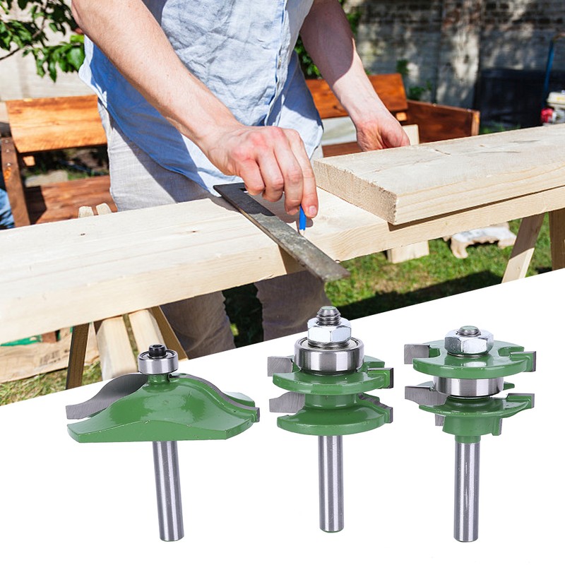 3Pcs 8-Shank Cutter Drill Set T Shape Wood Milling Cutter